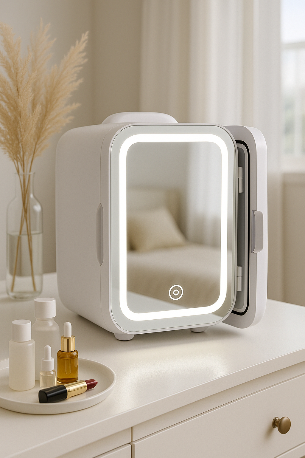 4L Mini Skincare Fridge with LED Mirror