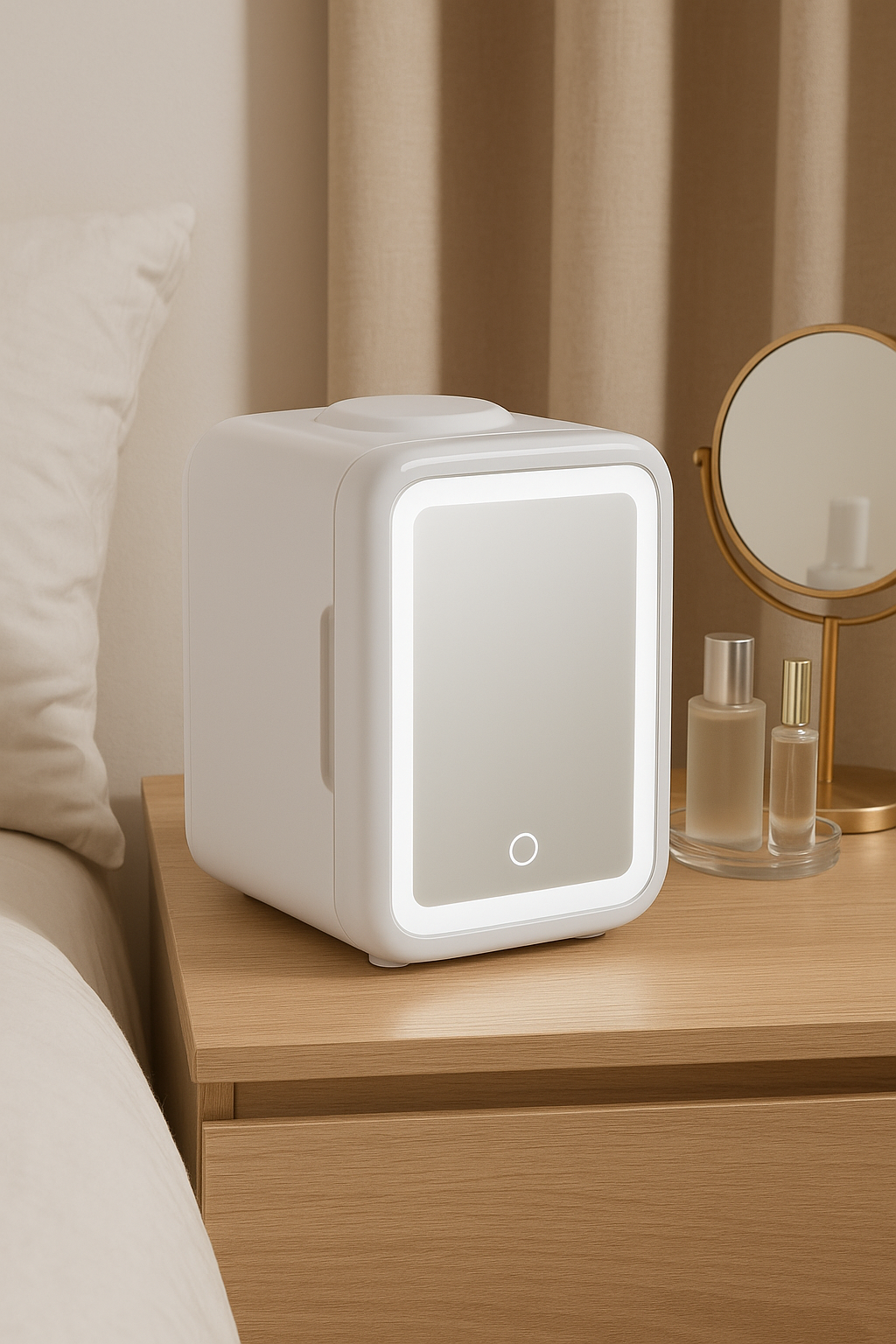 4L Mini Skincare Fridge with LED Mirror