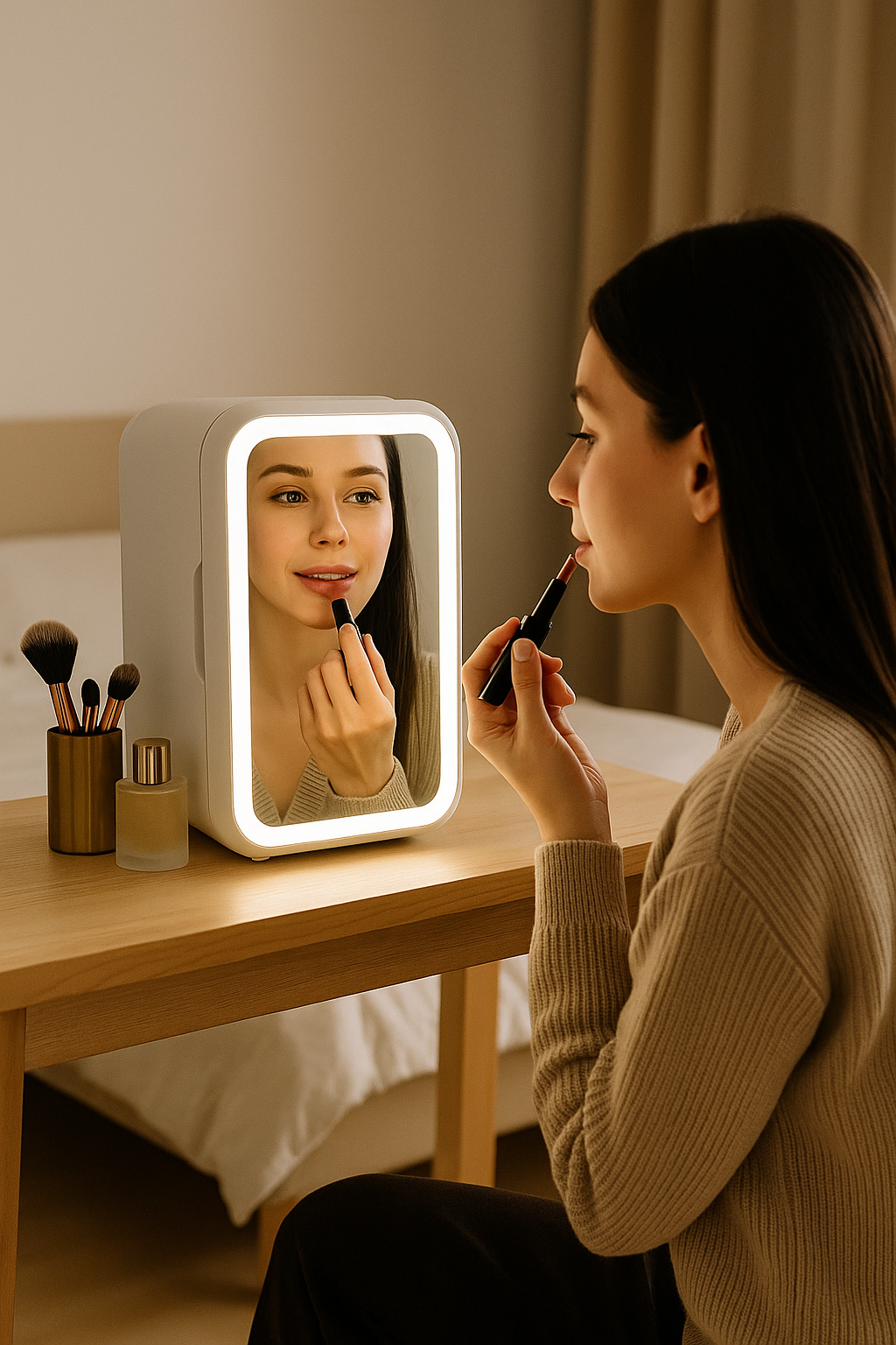 4L Mini Skincare Fridge with LED Mirror