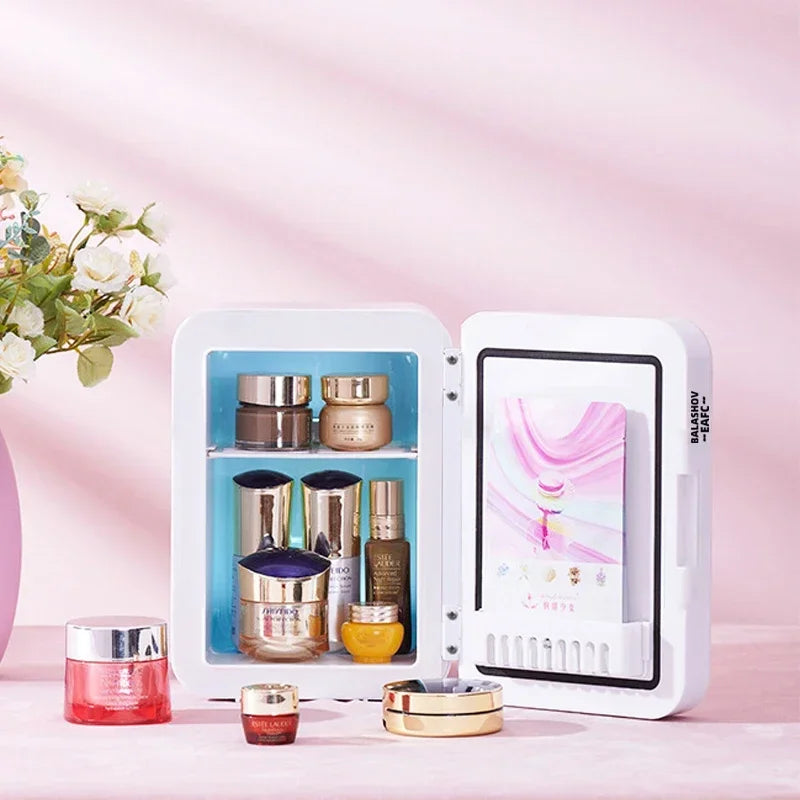 4L Mini Skincare Fridge with LED Mirror