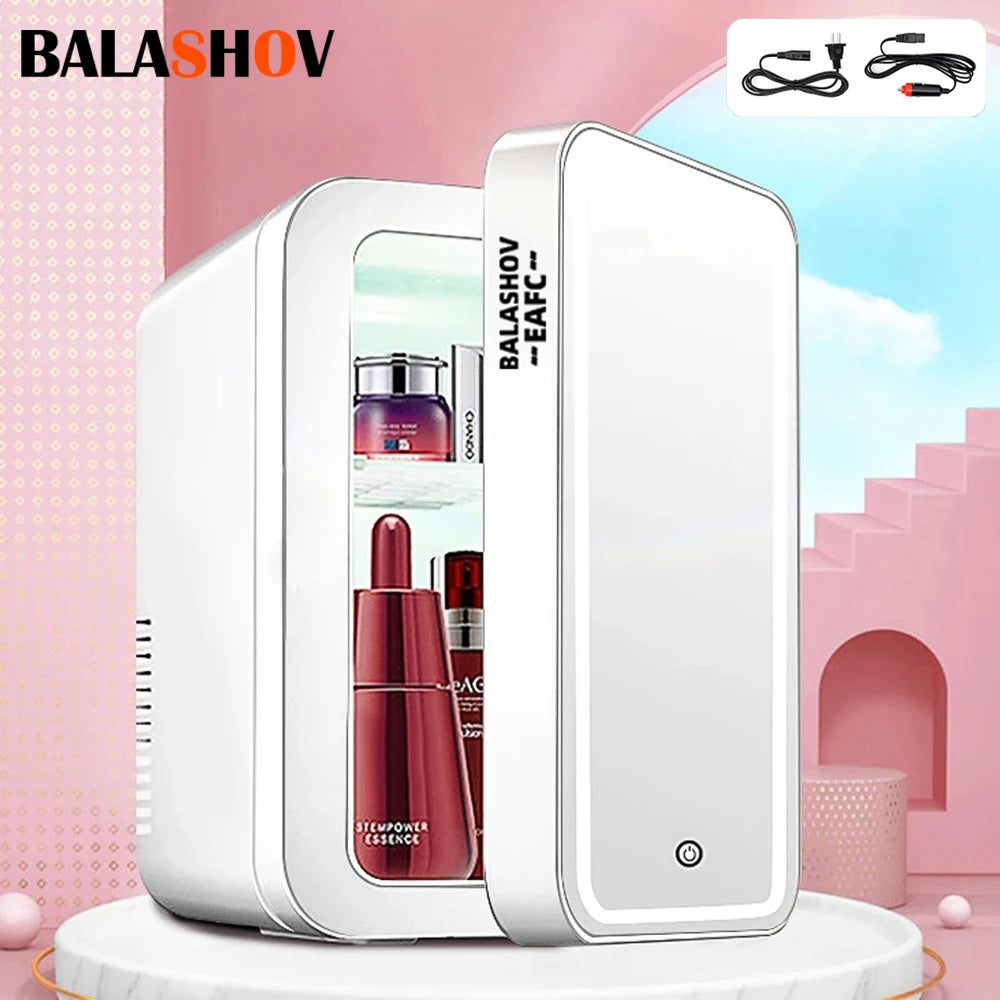 4L Mini Skincare Fridge with LED Mirror