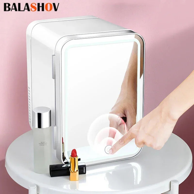 4L Mini Skincare Fridge with LED Mirror