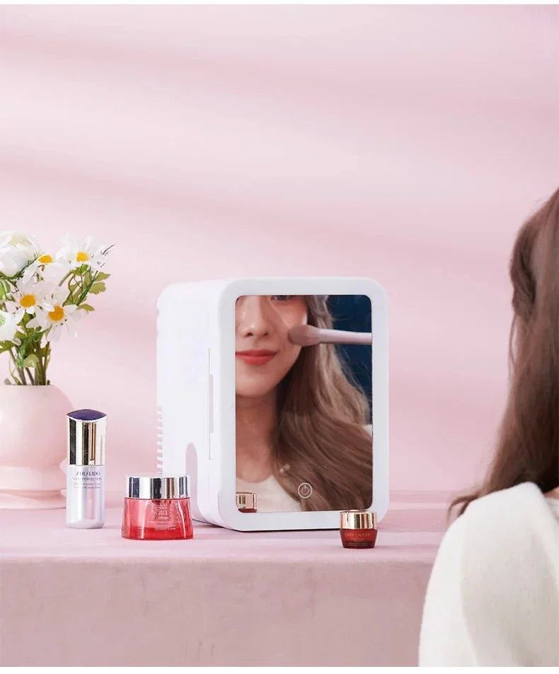 4L Mini Skincare Fridge with LED Mirror