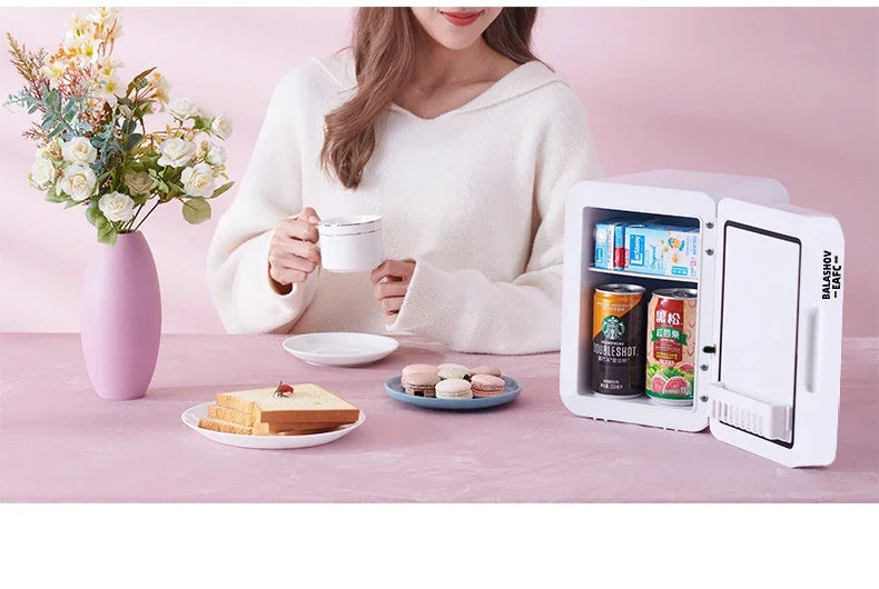 4L Mini Skincare Fridge with LED Mirror