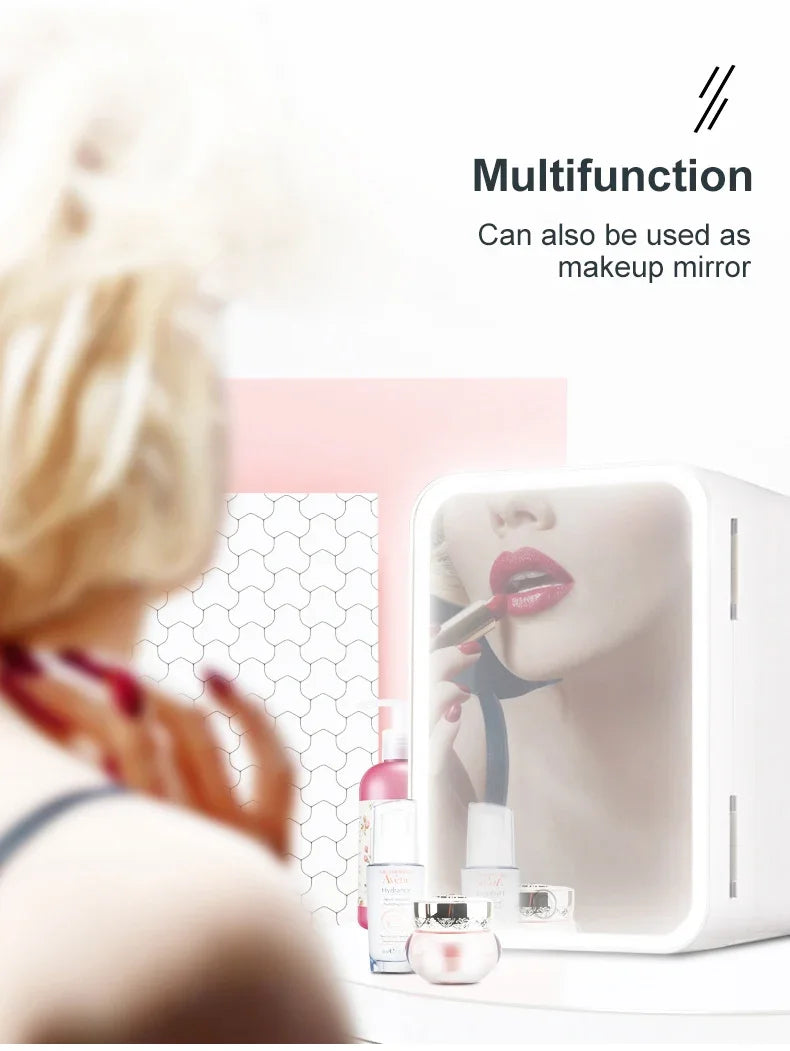 4L Mini Skincare Fridge with LED Mirror